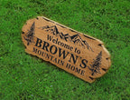 Personalized Cabin Sign - Rustic Wood Welcome Sign for Outdoor & Home Wall Decor - Customizable Farmhouse Decor, Backyard Sign & 3D Carving Wood Sign.3D carved decorative wooden plaques.