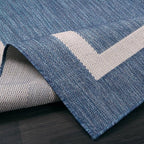 Bordered Outdoor Rug 5x7 Washable Outside Carpet for Indoor Patio Porch Waterproof Easy Cleaning Non Shedding Area Rugs Blue 5 x 7