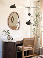 Irregular Wood Frame Boho Mirror - Large Wall Mounted Accent, Asymmetrical, Modern Aesthetic Wall Decor for Bedroom, Entryway, Living Room, Bathroom (Brown)