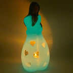 Mother-Daughter Glow in The Dark Candle Holder Statue with Flickering LED Candle | Hand-Painted - Unique Gifts for Mother's Day, Christmas, Birthday | Greeting Card Included