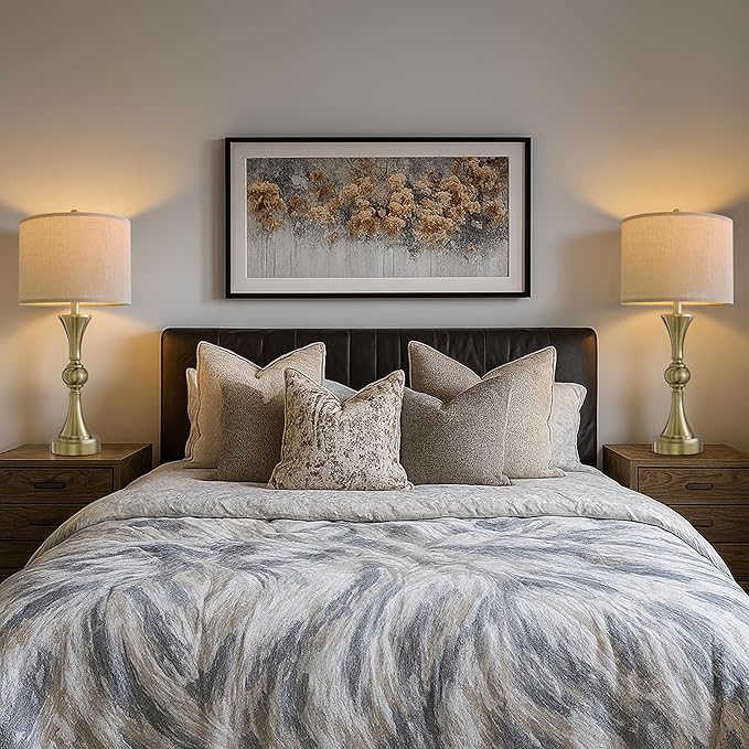 28" Table Lamps for Living Room Set of 2, Bedroom Lamps with USB A+C Ports, Modern Table Lamp,Desk Lamp, Lamps for Night Stands(Antique Bronze,No Bulbs Included)