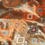 Boho Throw Blanket for Bed 60”x80”, 100% Cotton Woven Blanket for Couch Sofa, Ultra Soft 4-Layer Muslin Quilt with Diamond Pattern, Farmhouse Bed Blanket/Cover for Living Room Decor