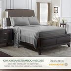 Split King Sheets by Pure Bamboo, Genuine 100% Organic Viscose Derived from Bamboo Bed Sheet Set, Soft & Cooling, Double Stitching *Not for Split Top (Split King, Jacquard Stone)