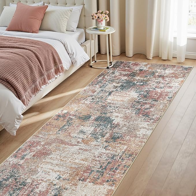 Tortania 3x10 Runner Rug for Entryway: Neutral Washable Soft Thin Area Rugs - Non Slip Indoor Carpet for Hallway Living Room Bedroom Dining Room Office Nursery Home Floor Decoration - Colorful Multi