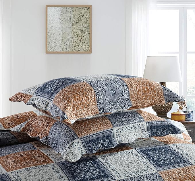 Travan 3-Piece Queen Quilt Sets with Shams Oversized Bedding Bedspread Reversible Coverlet Set, Queen Size