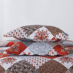 Travan Floral Printed Quilt Sets 3-Piece Super Soft Lightweight Queen Size Bedspread with Shams Reversible Quilted Bedding Set, Red, Queen
