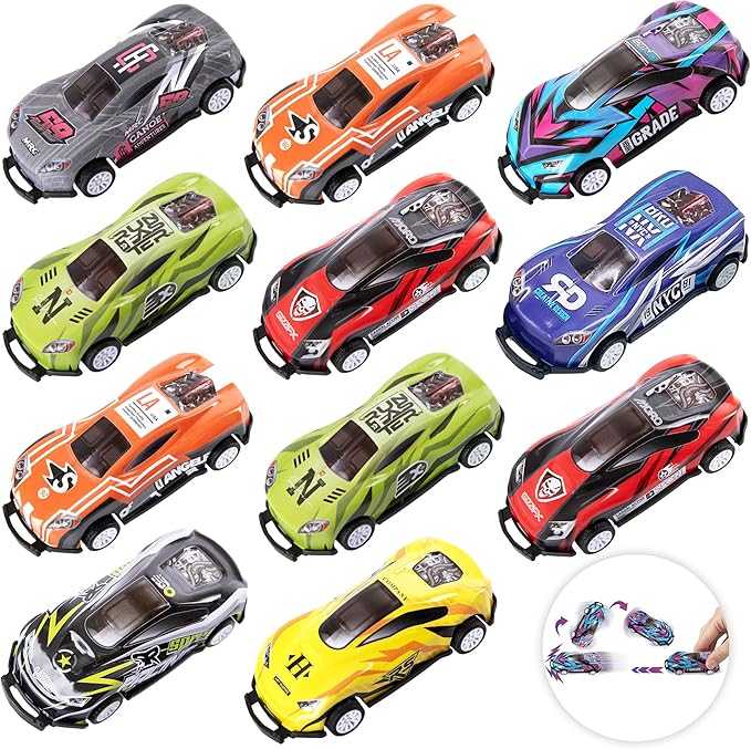 ArtCreativity Pullback Flip Cars for Kids – Set of 12 Stunt Toy Cars in 8 Designs – Diecast Mini Race Cars for Boys and Girls – Fun Retro Car Toys for Racing and Tricks
