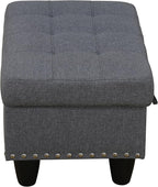 Ottoman Rectangular Storage Ottoman Bench, Flannel Footrest Stool Footstool with Lid for Living Room, Bedroom, Entryway, Light Gray, 28.5"x19"x17.5"