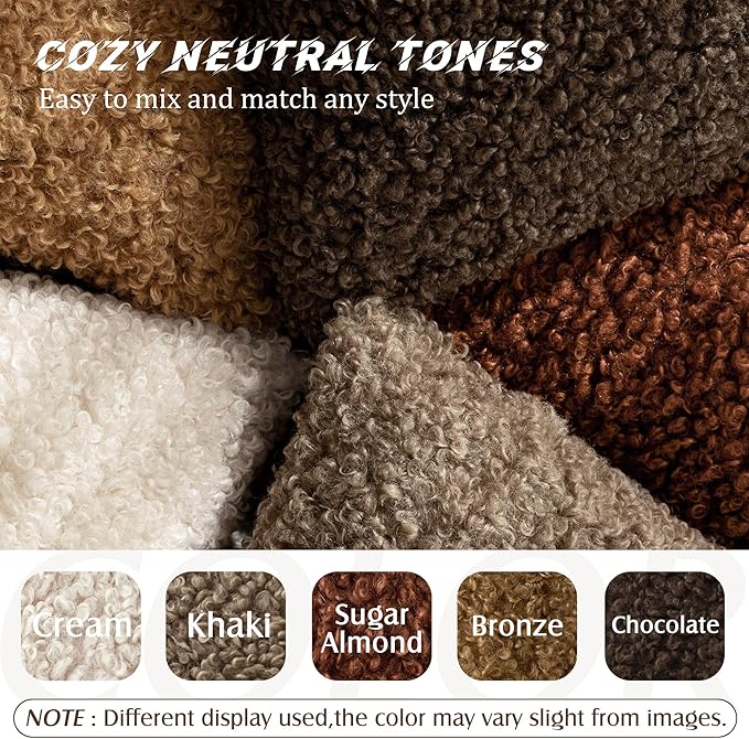 Foindtower 2 Pieces 22x22 Inch Hazel Brown,Faux Fur Throw Pillow Cover Accent Sherpa Furry Pillow Covers Fuzzy Soft Pillowcases Cozy Sheepskin Decorative Fleece Cushion Case for Bed Couch Living Room