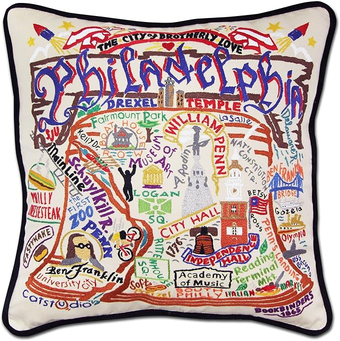 Catstudio Philadelphia Embroidered Decorative Throw Pillow