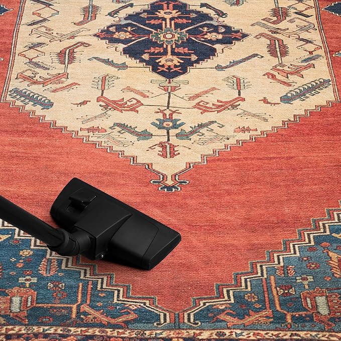 Keen Home Design 9x12 Rug - Machine Washable Area Rug with Non-Slip Backing, Ideal for Living Room, Dining Room, Bedroom - Vintage, Easy Clean, Durable, Low Pile Rug - (9' x 12')