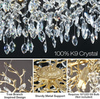 Modern Crystal Chandelier, 30" Chandeliers for Dining Room,Gold K9 Crystal Tree Branches Crystal Chandelier,10-Light Living Room Chandeliers, Fo Entryway,Foyer,Bedrooms