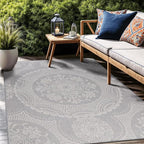 Medallion Outdoor Rug 6x9 Washable Outside Carpet for Indoor Patio Porch Waterproof Easy Cleaning Non Shedding Area Rugs Gray 6 x 9