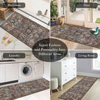 RUGSURE Washable Area Rugs - Perfect for Living Room, Bedroom, Kids Room, Nursery - Stain & Water Resistant Non-Slip, Pet & Child Friendly, Vintage Tribal Area Rugs (Rust, 2'6'' x 8')