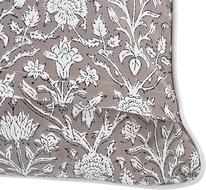 Ridhi Modern Farmhouse Pillow Covers Decorative Cotton Throw Pillow Covers Set of 2 Taupe Cushion Covers with Piping for Couch Sofa Bed Living Room Spring Home Decor 18x18