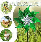 Hausse 10 Pack Reflective Pinwheels Holiday Decor, Extra Sparkly Wind Sculptures for St. Patrick's Day Decorations Party Supplies, Deterrent to Scare Birds Away from Garden Yard Patio Farm, Green