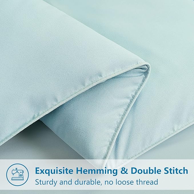 EASELAND California King Down Alternative Comforter - Quilted Duvet Insert for All Seasons, Soft Lightweight with Corner Tabs, Summer Winter Warm Bedding, Aqua 96x104 Inches