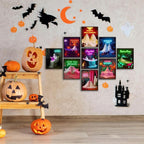 LANCHI95 Halloween Ghosts Wall Art Halloween Wall Art Gothic Romantic Couple Cute Ghost Wall Decor Pictures Horror Wall Decor for Living Room Bedroom, Set 9pcs - 8x10 in (UNFRAMED)