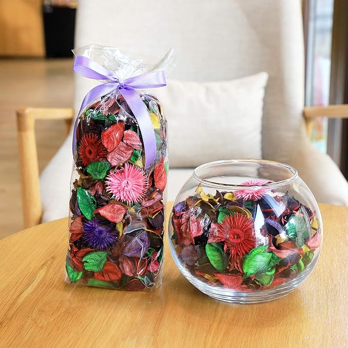 Qingbei Rina Christmas Potpourri Bags, Mixed Scented Potpourri Dried Flowers,Winter Decorative Bowl Filler,Home Fragrance Sachet Petal, Holiday Bathroom Decor,8.4 oz(Colorful)