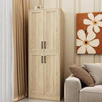 Storage Cabinet, Kitchen Cabinet with Doors & Shelf, Tall Storage Cabinet for Bathroom, Living Room, Entryway,Natural