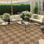 Lahome Checkered Easy Jute Rug, 9x12 Washable Dining Room Rug Indoor Outdoor Carpet, Farmhouse Neutral Non Slip Non Shedding Stain Resistance Floor Carpet for Patio Living Room Office