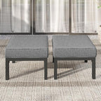 Solaste Outdoor Footstools Patio Ottoman Set of 2, Aluminum All-Weather Outdoor Footrest Seat with Removable Cushions, Patio Furniture Ottomans for Garden, Backyard, Poolside-Gray
