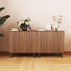 Modern Sideboard Buffet Cabinet Console Table, Accent Storage Cabinet Credenza Buffer Cabinets with 4 Fluted Doors for Kitchen Dining Living Room Entryway (Walnut)