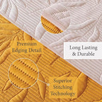 Vianney Queen Comforter Novo Marla Design Reversible Lightweight Quilt Blanket 91x93 Inches Soft Cozy Bedding in Yellow-Orange and White Leaf Pattern