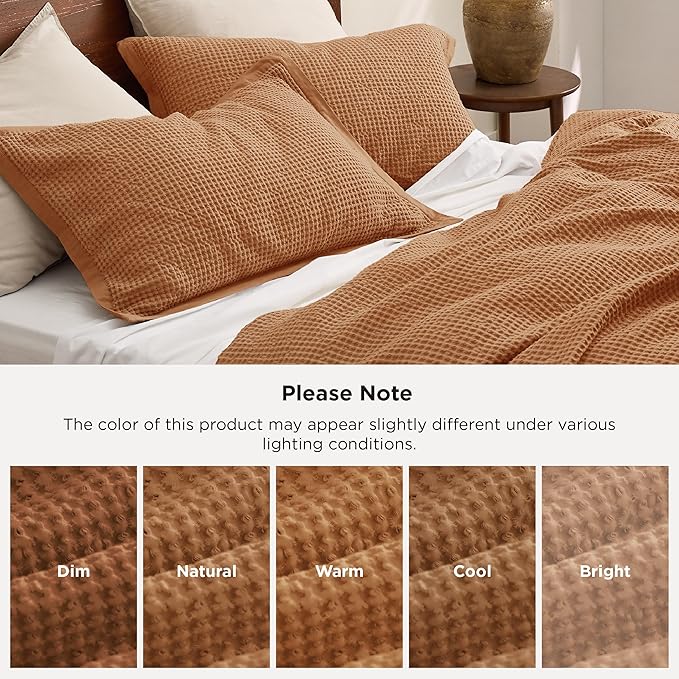 Bedsure Cotton Duvet Cover Queen - 100% Cotton Waffle Weave Hazel Duvet Cover Queen Size, GentleSoft™ and Breathable Bedding Set for All Season, 3 Pieces, 90"x90"