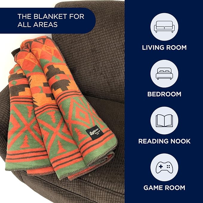 Beacon Blankets Southwestern Chief Henry Native American Design Throw - 90" x 90" Blanket Only - Premium Plush Blanket Can be Used for Queen or King Size Bed