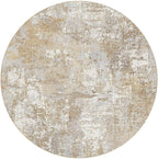 Tortania Washable 4' Round Area Rug for Living Room: Modern Abstract Neutral Large So' Thin Rugs - Non Slip Indoor Carpet for Bedroom Dining Room Office Nursery Home Floor Decoration - Brown Grey