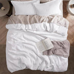 Bedsure Cotton Duvet Cover Queen - 100% Cotton Waffle Weave Bright White Duvet Cover Queen Size, GentleSoft™ and Breathable Bedding Set for All Season, 3 Pieces, 90"x90"