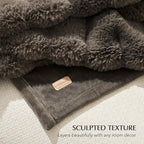 EVERGRACE Ultra Soft Luxury Fluffy Faux Rabbit Fur Throw Blanket, Thick Warm Fuzzy Blankets for Bed, Cozy Plush Reversible Blanket for Couch, Chair, Sofa, Dark Taupe, 60x80 Inches, 870 GSM