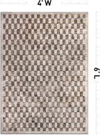 Rugshop Beige Checkered Area Rug – Textured Grid Pattern Carpet for Living Room, Bedroom, or Office – Neutral Contemporary Soft Floor Décor 4' x 6' Beige