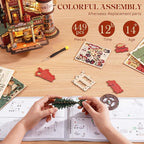 ROKR 3D Puzzle for Adults Christmas Style Dream Gift Factory Wooden Model Kit Luminous Factory DIY Dollhouse Kit Building with Music, Lights and 5 Elves for Adults