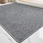 LUMI Ultra Thin Door Mat for Entryway, Low Profile Non Slip Rubber Backing Indoor Doormat, Easy Clean Welcome Entrance Mat for Inside House, Patio, Dark Grey 20"x32"