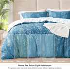 Love's cabin Mineral Blue Comforter Set Queen - Queen Size Comforter Set, 3 Pieces Cute Floral Bedding Sets for All Seasons,1 Soft Reversible Botanical Flowers Comforter and 2 Pillow Shams