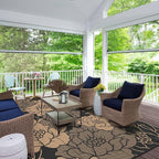 GENIMO Outdoor Rug Waterproof for Patio Decor, 8' x 10' Reversible Plastic Straw Floral Camping Carpet, Large Area Rugs Mats for RV, Camper, Deck, Balcony, Porch, Beach, Picnic, Mix-Black & Brown