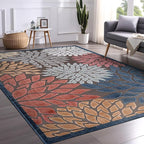 Beverly Rug Outdoor Rug 9x12 Large Modern Floral Tropical Area Rugs for Indoor and Outdoor Patio Easy to Clean Non Shedding Living Room Porch Garden Washable Outside Carpet (9 x 12 Brown)