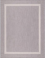 Bordered Outdoor Rug 5x7 Washable Outside Carpet for Indoor Patio Porch Waterproof Easy Cleaning Non Shedding Area Rugs Gray 5 x 7