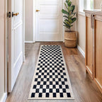 Rugshop Black and White Checkered Area Rug – High-Contrast Grid Pattern Carpet for Living Room, Bedroom, or Dorm – Trendy Contemporary Soft Floor Décor 2' 3" x 12' Runner Black