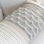 BlissBlush Gray Boho Lumbar Throw Pillow Cover 14x36 Grey Accent Long Body Lumbar Pillow for Bed Decorative Modern Bohemian Woven Textured Lumbar Pillow for Bed Cover ONLY