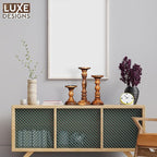 Large Candle Holders for Pillar Candles - Rustic Farmhouse Style Home Decor - Perfect for Table Centerpieces, Coffee Table or Fireplace Mantel - 3 Piece Set - Natural