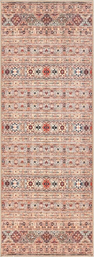 Keen Home Design 2x10 Rug - Machine Washable Runner with Non-Slip Backing, Ideal for Hallway, Entryway, Kitchen, Laundry Room - Vintage, Easy Clean, Durable, Low Pile Rug - (2'6" x 10')