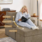 35.82” Accent Chair with Ottoman Upholstered Living Room Chairs for Reading Chair with Chaise Lounge Chairs Indoor, Comfortable Armchair for Bedroom (Brown, 35.82")