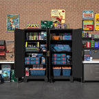 Black Metal Storage Cabinet, 61" Steel Cabinets for Home Office, Kitchen Pantry Storage Cabinet with Doors and 3 Adjustable Shelves, Metal Tool Cabinet, for Office, Home, Garage, School