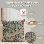 Charlotte Home Furnishings Decorative Tapestry Pillow Cover 19x19 in, Green Hares Couch Throw Pillow Cover, French Country Square Cushion Cases for Living Room Home Decor, Soft Cotton Jacquard Woven