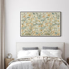 SIGNWIN 30"x60" Extra Large Framed Wall Art Vintage Botanical Floral with Golden and Teal Leaves, Elegant Nature Illustration for Home Living Room Bedroom Decor (Frame Assembly Required)