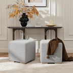 KINWELL 18.5" Wide Modern Square Boucle Upholstered Ottoman with Solid Wood Legs Set of 2, Cube Ottoman Multi-Functional Sofa Footrest for Living Room, Bedroom, Fully Assembled (Black and White)