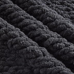 Carriediosa Chunky Knit Throw Blanket 60" X 80" Twin, 100% Hand Made Large Chenille Loop Yarn Soft Fluffy Throws for Couch Sofa Bed, Big Crochet Cozy Heavy Thick Cable Woven Blankets, Black